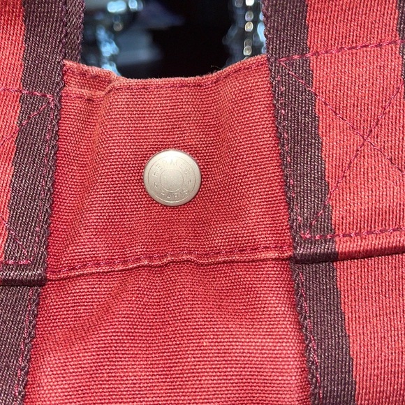 ππ HOST PICK ππ- Hermes Paris Fourre Tout Red Cotton Canvas Small Tote Bag - Picture 3 of 11